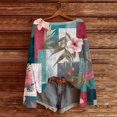 thumbnail image 3 of Women's Lightweight Sweater Casual Long Sleeve Knitted Vintage Floral Print Pullover for Fall and Winter, Cozy and Stylish, Ideal for Casual Wear,Light Blue,Size S, 3 of 5
