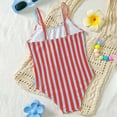 thumbnail image 4 of Byoo Toddler Girl One Piece Swimsuit Retro Vertical Striped Graphic Sleeveless Pool Vacation Soft Bathing Suit, 4 of 8