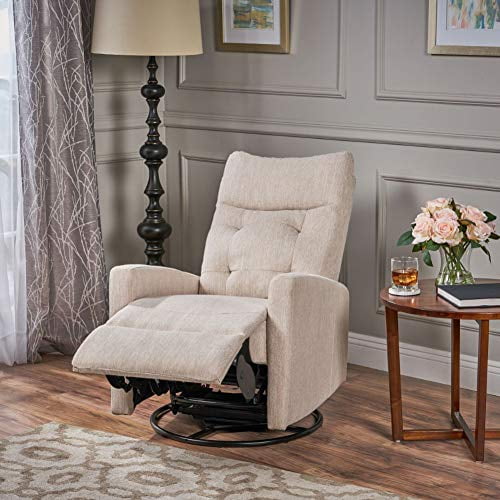 Christopher Knight Home 308985 Ishtar Glider Swivel Push Back Nursery Recliner, Beige, Black