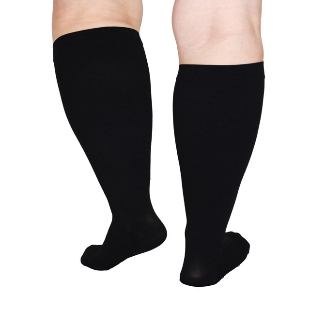 Medias de compresión para hombres y mujeres, medias de compresión para hombres, medias de vuelo para mujeres, medias de compresión hasta la rodilla y pantorrillas anchas, 4XL