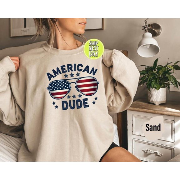 American Flag Sweatshirt for Women, Memorial Day Crewneck, 4th of July Shirt, American Babe Independence Sweater