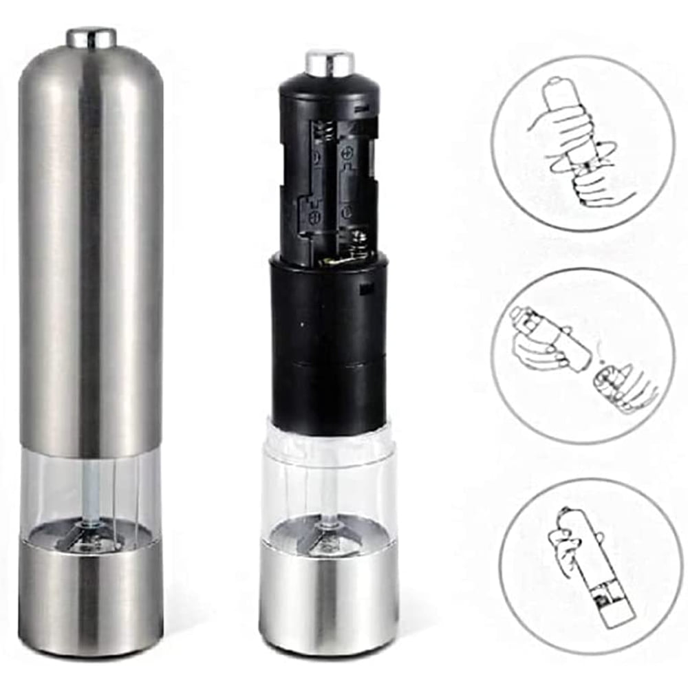 Premium Electric Salt and Pepper Grinder Set Battery Operated Stainless Steel Salt & Pepper