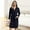 Navy#1, variant on IUYRTFE Women Long Sleeve V Neck Nightgown Open Front Bathrobe with Sash Belt Soft Casual Loose Cardigan Knee Length Night Dress Homewear Wear