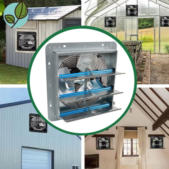 12 Inch 1800CFM Shutter Exhaust Fan Aluminum High Speed For Attic Shed Garage