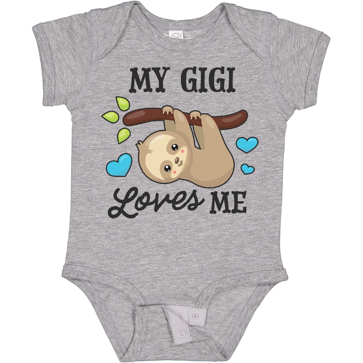 Inktastic My Gigi Loves Me with Sloth and Hearts Boys or Girls Baby Bodysuit