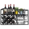 thumbnail image 1 of Botellero De Pared - Estante Flotante para Licores con Portavasos Colgante - Ideal para Exhibir Botellas Y Copas De Vino En El Minibar - Perfecto para Decorar E(Vino Negro-80 * 45 * 25Cm), 1 of 4
