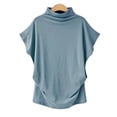thumbnail image 3 of Femmes Col Roulé Manches Courtes Coton Solide Casual Chemisier Haut T-shirt Grande Taille pour Femmes, 3 of 6