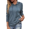 thumbnail image 1 of Gibobby Tops Mujeres Casual Sudadera con capucha de color sólido de manga larga informal con cordón para mujer （Azul， S), 1 of 5