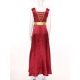thumbnail image 4 of TSSOE Women Metallic Cross Praise Dance Dress Worship Dancewear Ruffle Overlay Maxi Dress Burgundy M, 4 of 7