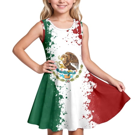 ZXLBBD Dresses for Girls Casual Sleeveless Floral Print Fashion Summer Play Outfit Sundress for Toddler and Kids Princess Holiday Party Dress