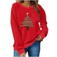 thumbnail image 2 of Craaazy Women's Round Neck Merry Christmas Printed Long Sleeve Tops Gifts, 2 of 8