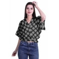 thumbnail image 2 of Moomaya Wrap Tops For Women Printed Elastic Waist Boxy Sleeve Casual Wrap Blouse, 2 of 5