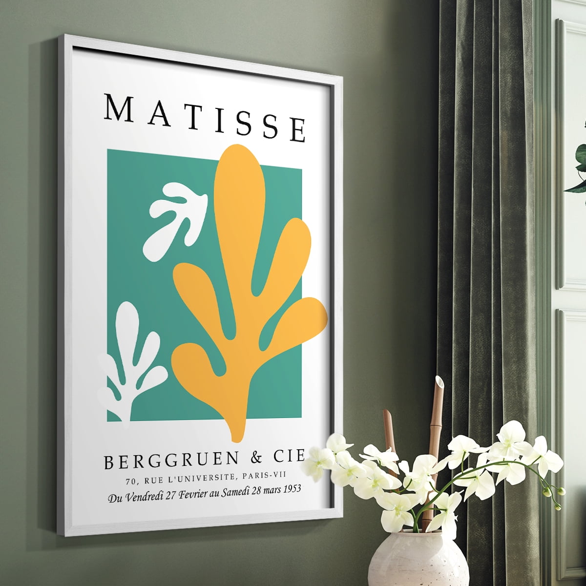 Matisse CDLXXIV in White Solid Wood Framed Print No Nail Hanging