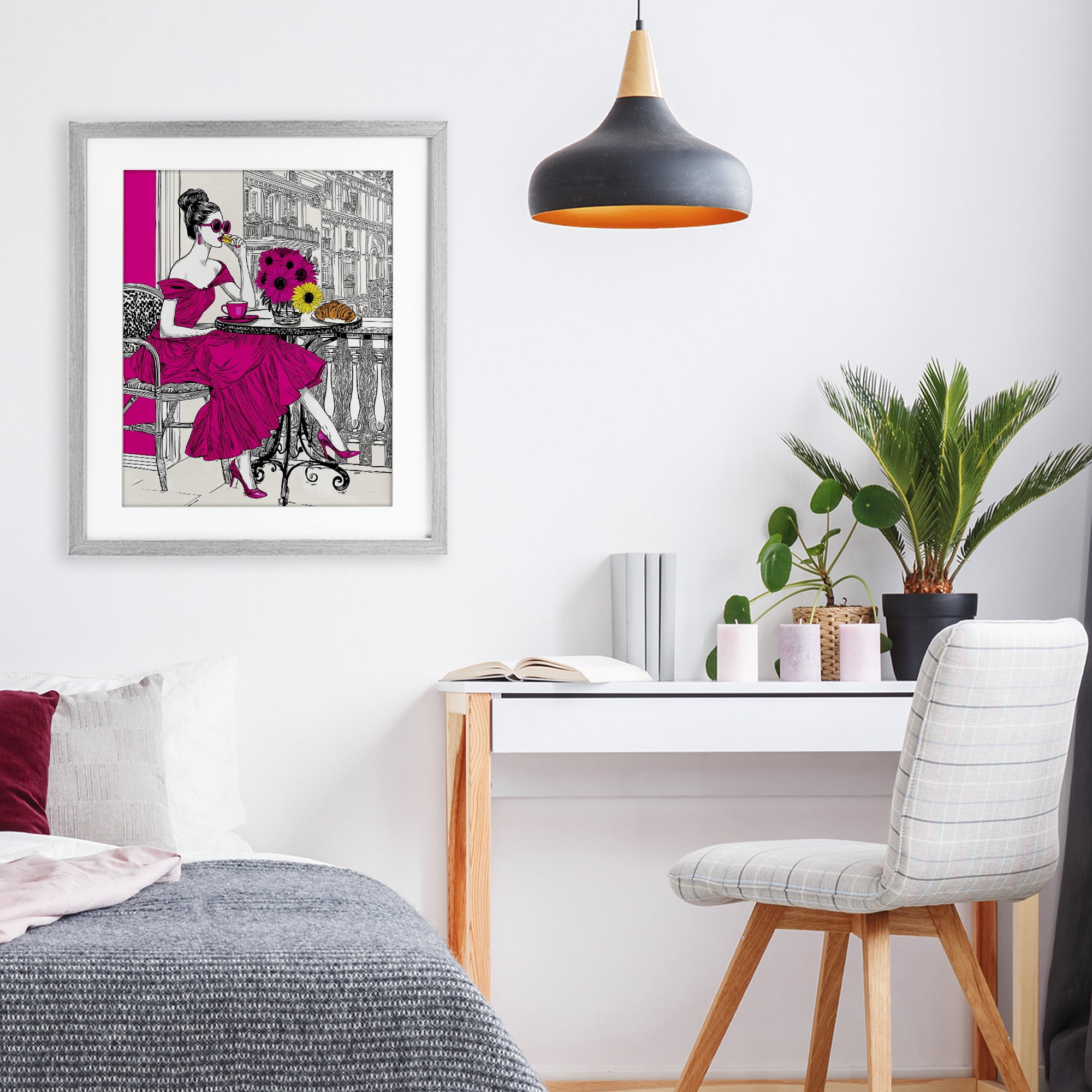Stupell Industries Glamorous Brunch on Balcony Gray Framed Print Under Glass, design by Jess Stempel