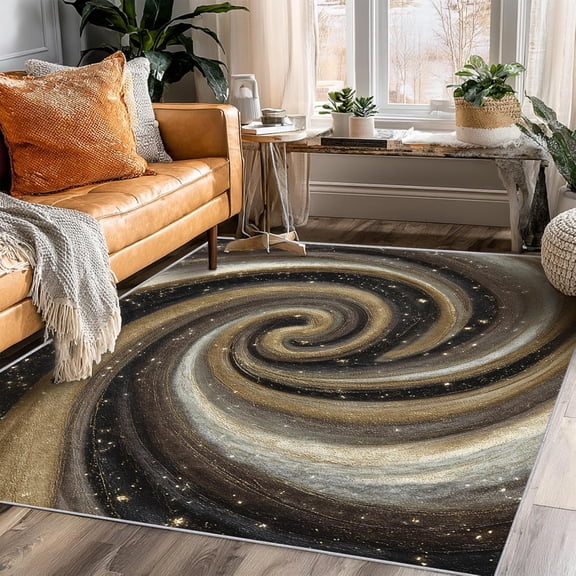 Modern Abstract Swirl Area Rugs, Contemporary Pattern Carpet, Washable Non Slip Low Pile Soft Rug for Bedroom Living Room Decor Mat 2ftx3ft