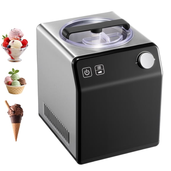 Upright Automatic Ice Cream Maker with Compressor, 2QT No Pre-freezing, 4 Modes Stainless Steel Gelato & Sorbet Machine with Digital Timer