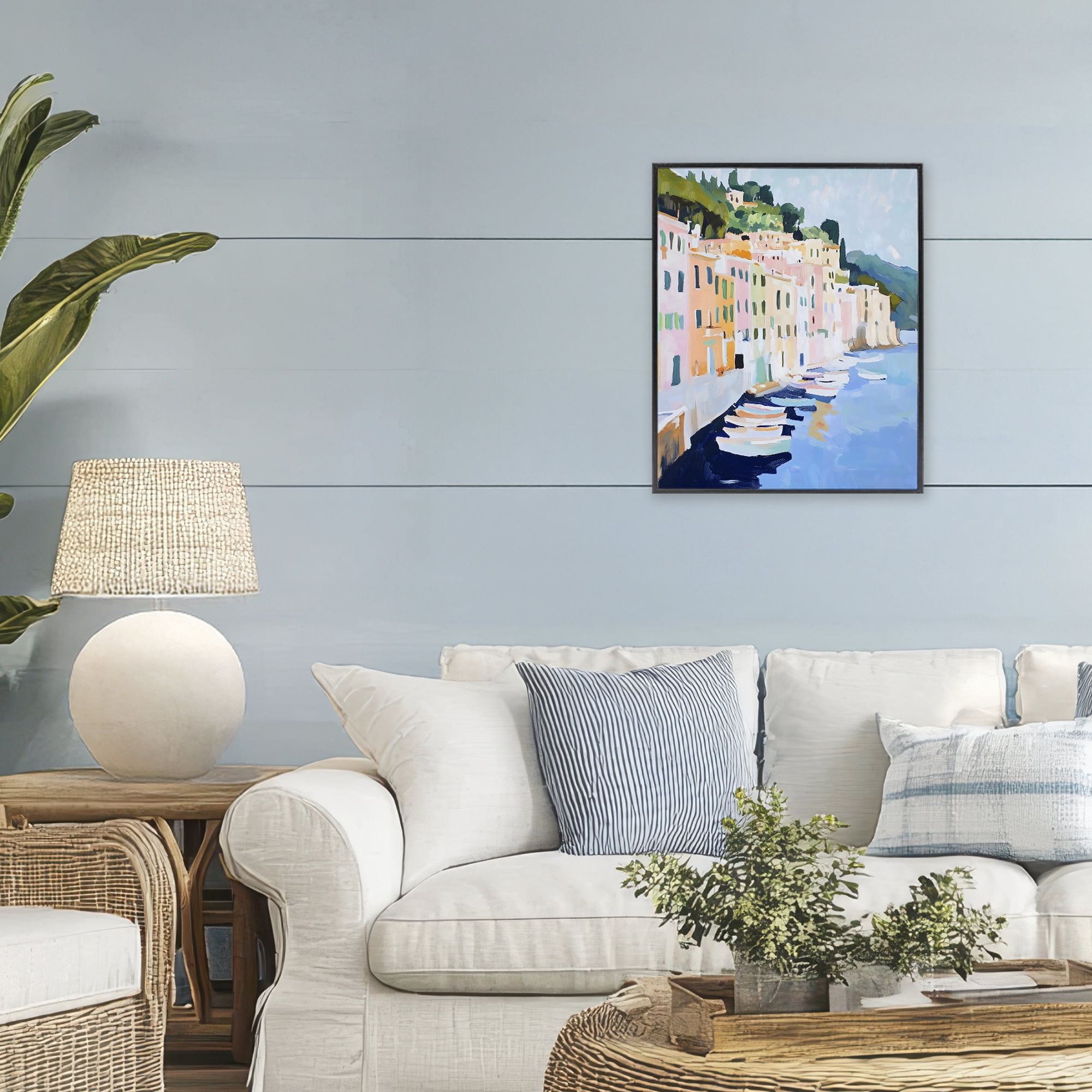Stupell Industries Portofino Harbor View Black Framed Giclee Art, design by The Prints Vibe