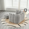 thumbnail image 3 of Chenille Bean Bag Chair with Footstool Square Lazy Sofa for Living Room Bedroom Gaming Grey, 3 of 10
