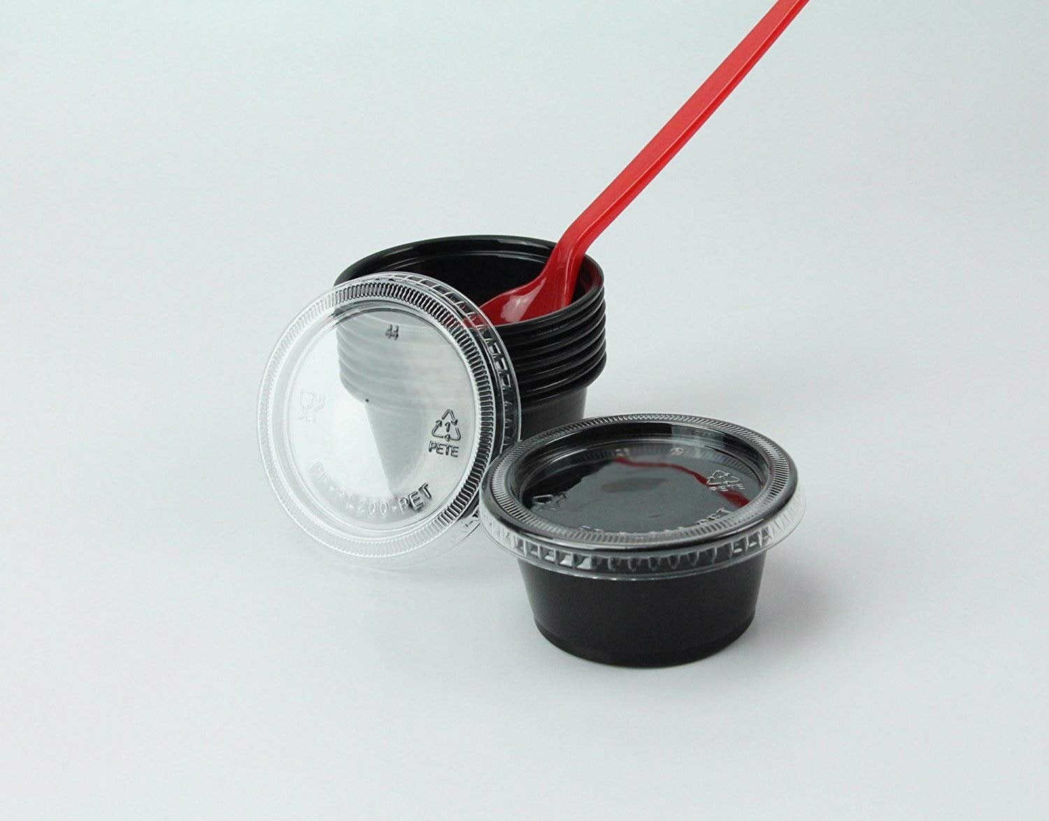 Disposable 2oz Plastic Condiment Cups with Lids Jello Shot ... Souffle Portion 