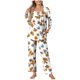 thumbnail image 2 of Puntoco Conjunto de pijama de manga larga con pantalones y bolsillos para mujer, informal, con estampado de moda para mujer, 2 of 5