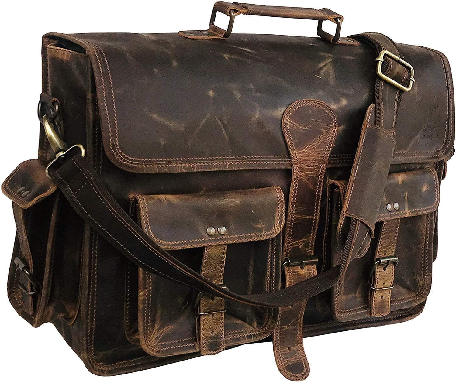 Vintage retro cheap buffalo leather briefcase