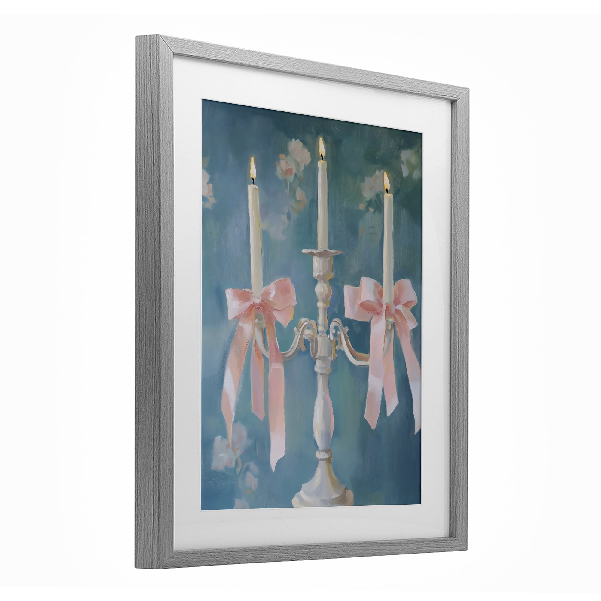 Stupell Industries Elegant Coquette Candelabra Gray Framed Print Under Glass, design by The Prints Vibe