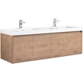 thumbnail image 4 of Blossom Bern 60" Floating Vanity, Double Acrylic Sink, Soft-Close Doors, Classic Oak, Space-Saving Design, 4 of 10