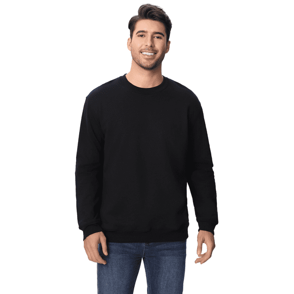 Zfeel Men's Crewneck Sweatshirt, Long Sleeve Cotton and Poly Blend Pullover Fleece, Black, S