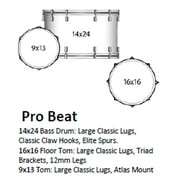 Ludwig Classic Oak Pro Beat 3-piece Acoustic Drum Set Shell Pack Blue Burst
