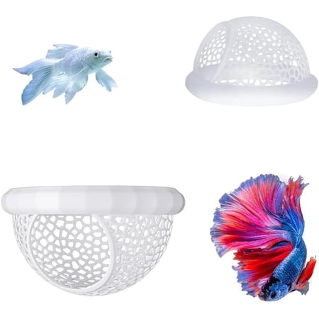DFORD 2 PCS Floating Betta Hammock & Shrimp Shelter &ndash; 3D Printed Aquarium Decor with Feeding Ring Safe Resting Spot for Betta Fish Shrimp and Small Fish