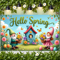 thumbnail image 5 of Colorful Floral Hello Spring Banner Gnome Design Spring Display Butterfly Pattern Easter Egg Decor Gnome Backdrop for Spring Celebration Easter Party Garden Decoration, 5 of 9