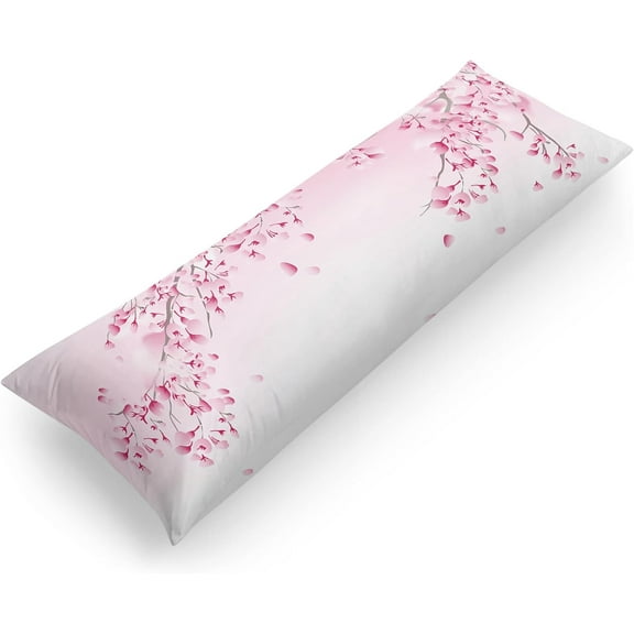 Ultra Soft Body Pillow Case Cover with Zipper, 21" x54 Luxury Long Body Pillow Protector Flowers Cherry Blossom