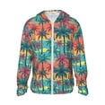 thumbnail image 2 of Uemuo Hawaii Palms Pattern Women's Full Zip UPF 50+ Sun Protection Hoodie Jacket Long Sleeve Sun Shirt Hiking Outdoor Performance with Pockets-Small, 2 of 9
