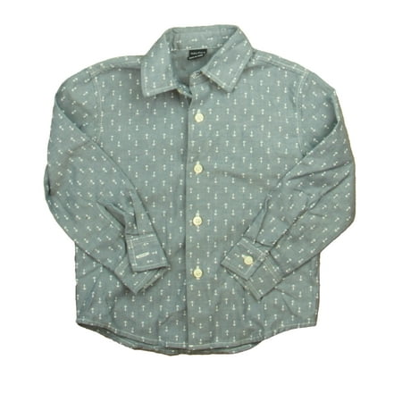 

Pre-owned Nautica Boys Blue | White Anchors Button Down Long Sleeve size: 3T