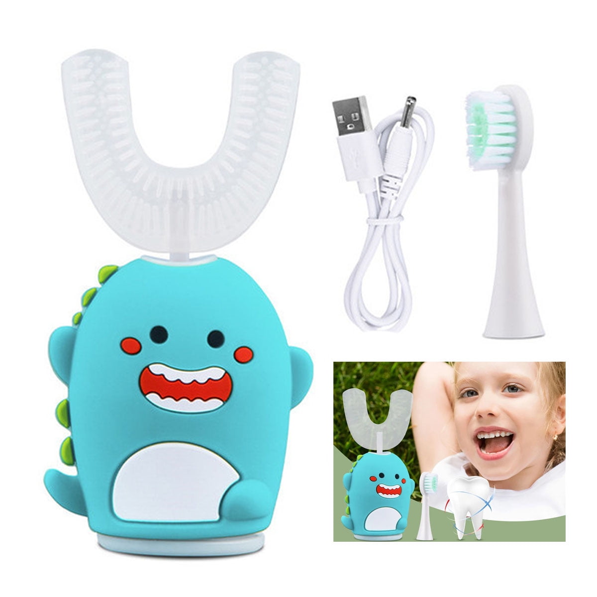 Kids Children's Electric Toothbrush 360°Automatic Rechargeable Sonic Teeth Brush 