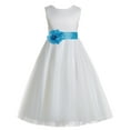 thumbnail image 2 of Ekidsbridal Girl Wedding Flower Girl Dress - V-Back Ivory Tulle with Tiebow, 2 of 5