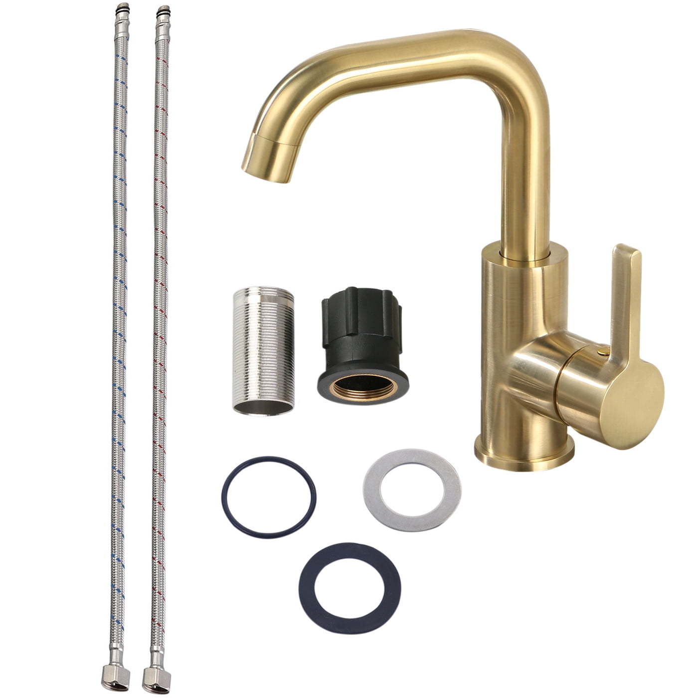 YZZY Single Lever Handle Bathroom Faucet for Sink 1 Hole Brushed Gold Lavatory Vanity Basin Faucet High Arc Modern Sink Faucet