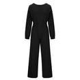 thumbnail image 6 of hotojiny Jumpsuits for Women Long Sleeve Backless Casual Sweatsuits Wide Leg Loose One-Piece Romper Outfits with Pockets, 6 of 7