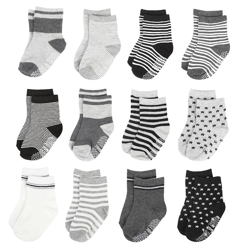 12 Pair/Pack Unisex Baby Infant Newborn Anti-slip Cotton Socks Kids Elastic Knit Knitted Socks