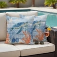thumbnail image 4 of Sea Corals Turtle Outdoor Pillow Covers Pack of 2 Summer Beach Sea Stars Blue Wood Grain Waterproof Throw Pillow Covers Decorative Cushion Cases for Patio Garden Tent Balcony Couch 24x24 inch, 4 of 9