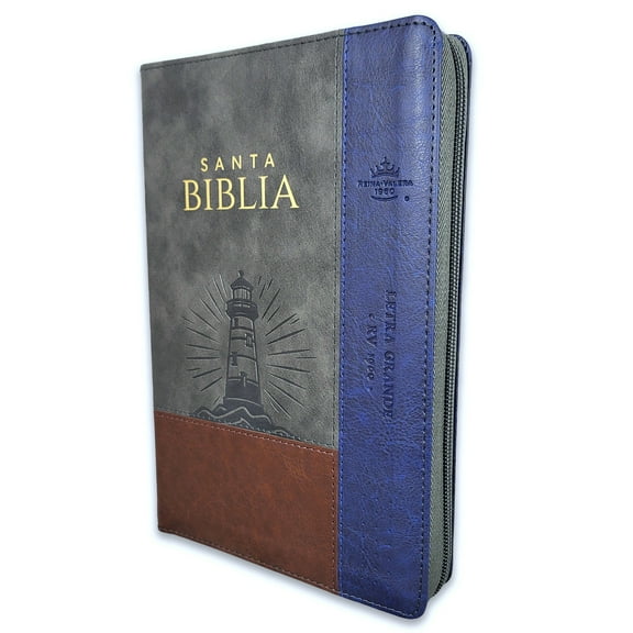 Biblia Letra Grande 12 puntos RV1960 imit piel tricolor marron/gris/azul con indice