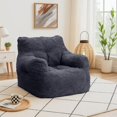 thumbnail image 2 of LinkRomat Bean Bag Chair, Bean Bag Sofa with Tufted Soft Stuffed Filling, Fluffy and Lazy Sofa with Premium Memory Foam Filler for Living Room, Bedroom, Dorm,Blue, 2 of 8
