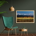 thumbnail image 2 of Nature Wall Art with Frame, Farm Field with Snow Covered Mountain Nature Valley Forest Panoramic Work of Art, Printed Fabric Poster for Bathroom Living Room, 35" x 23", Multicolor, by Ambesonne, 2 of 2