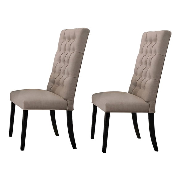 Plethoria Home Tan and Vintage Black Tufted Parson Chairs (Set of 2)