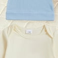 thumbnail image 4 of Ulanda Newborn Baby Boy Outfit Fall Winter Clothes Solid Plain Long Sleeve Romper Jumpsuit Overall Pants Hat Set (Light Yellow, 3-6 Months), 4 of 7