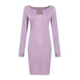 thumbnail image 5 of Stichou Womens Long Sleeve Sweater Dress Casual Cut Out Bodycon Mini Winter Dress Trendy Ribbed Ladies Spring Sweater Purple XL, 5 of 7