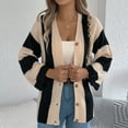 thumbnail image 4 of Womens Striped Cardigan Sweaters Loose Button Down Long Sleeve Open Front Knit Cardigans Outerwear 2025, 4 of 8