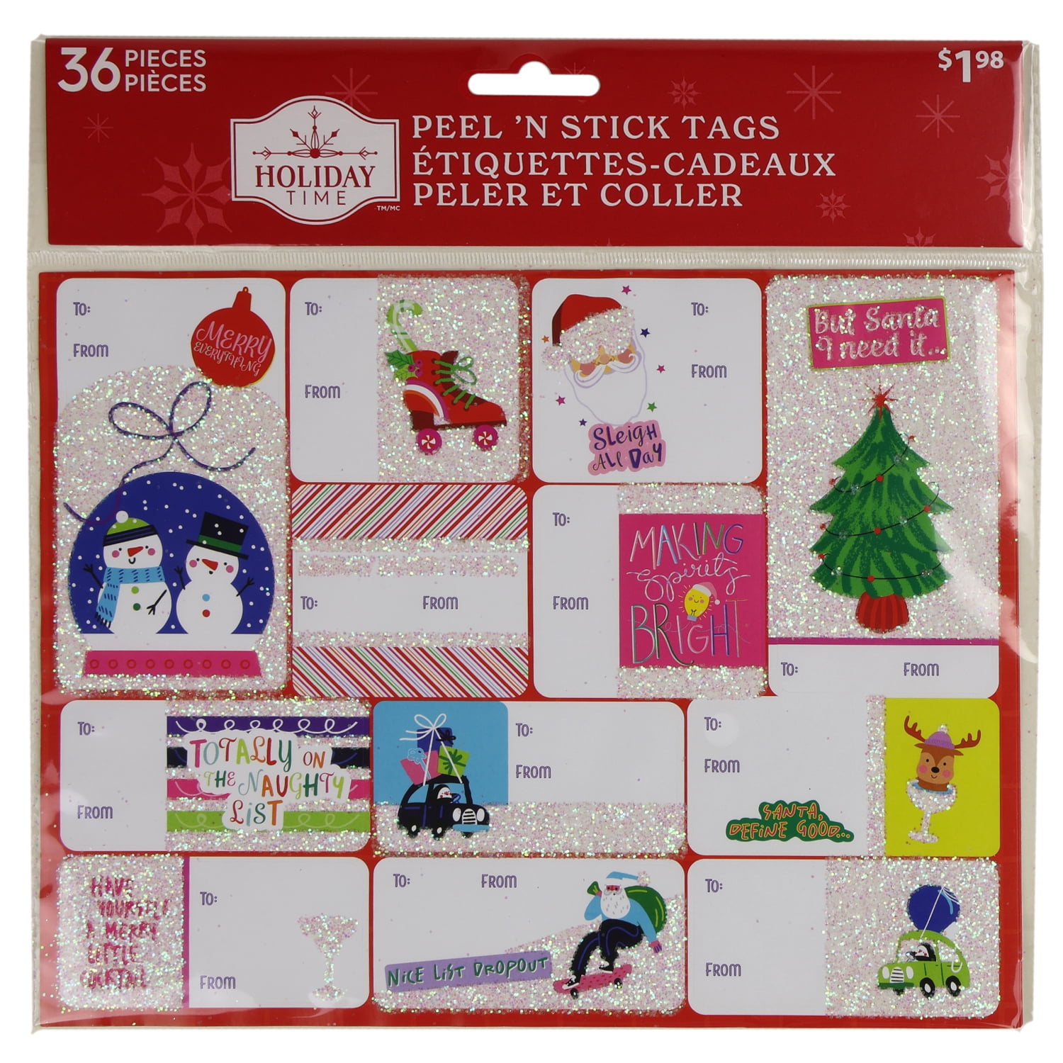 36 étiquettes cadeaux pelables et autocollantes de Holiday Time arc-en-ciel avec rose