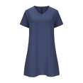 thumbnail image 4 of longantii Summer Dresses for Women 2026 V-Neck Casual Sundresses T-Shirt Cotton Mini Dress Vacation Outfits Short Sleeve Tees Navy XXL, 4 of 6