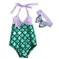 thumbnail image 3 of Baby Girls Mermaid Bow Bikini Suit Swimwear Swimsuit Bathing Swimming Clothes, 3 of 5